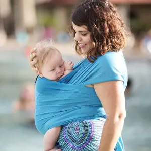Wrap - Versatile Water & Warm Weather Baby Carrier | Made in USA with Safety Tested Fabric, CPSIA & ASTM Compliant | Lightweight, Quick Dry (Caribbean Blue, One Size)