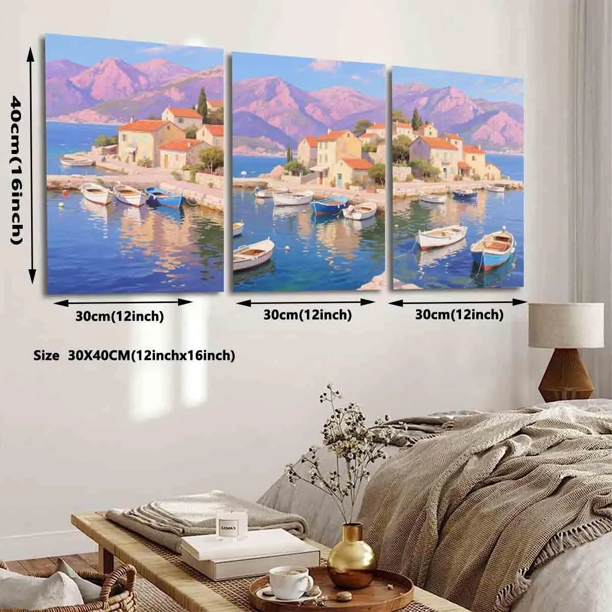 XXGFFIP 3 Pcs 12x16 inch Modern Abstract Canvas Art The Seaside Is Quiet, Take a Stroll Along the Seaside Bedroom Wall Art, Living Room Home Decor Gift