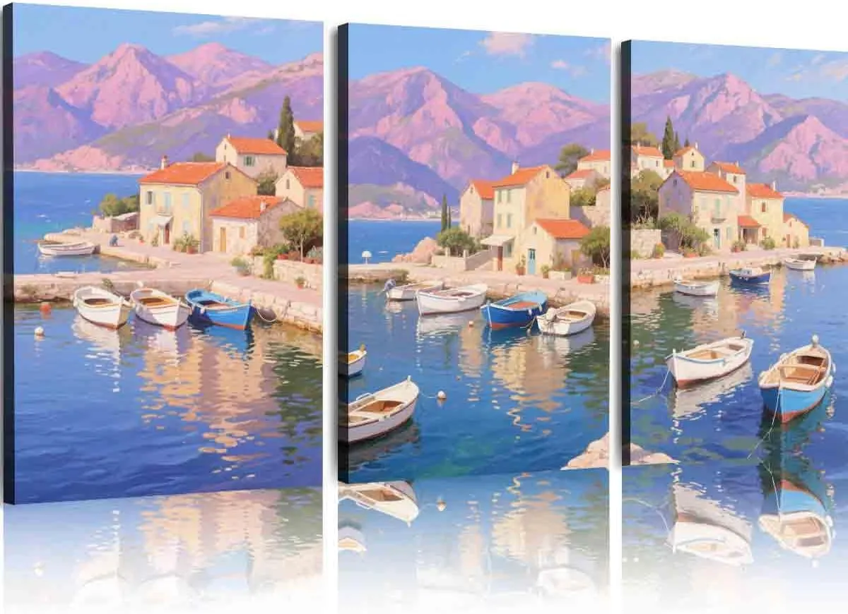 XXGFFIP 3 Pcs 12x16 inch Modern Abstract Canvas Art The Seaside Is Quiet, Take a Stroll Along the Seaside Bedroom Wall Art, Living Room Home Decor Gift