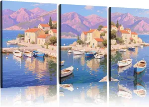 XXGFFIP 3 Pcs 12x16 inch Modern Abstract Canvas Art The Seaside Is Quiet, Take a Stroll Along the Seaside Bedroom Wall Art, Living Room Home Decor Gift