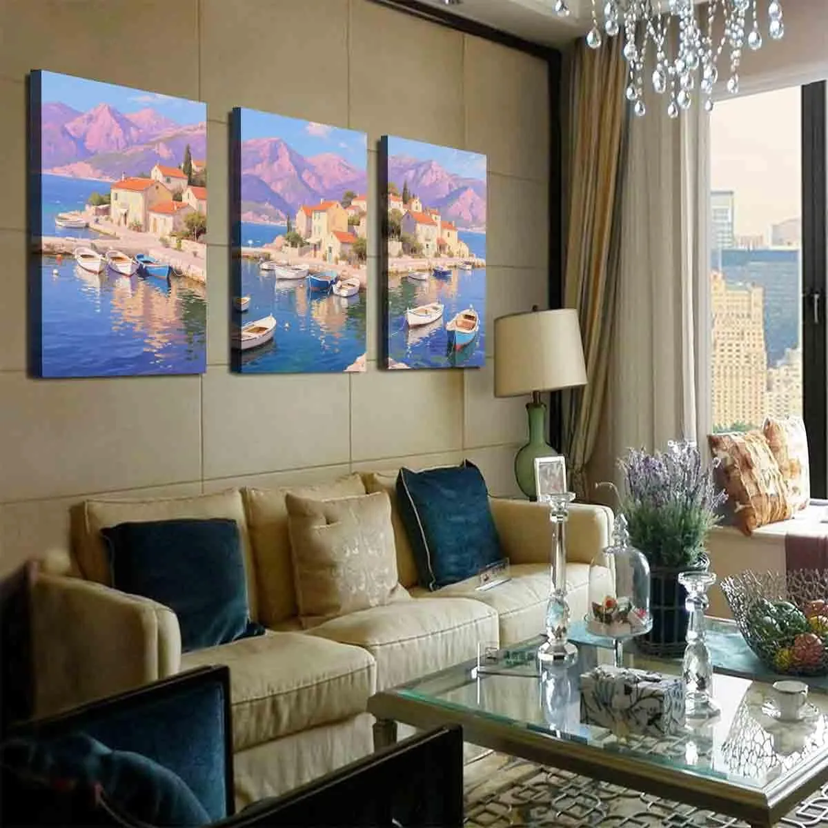 XXGFFIP 3 Pcs 12x16 inch Modern Abstract Canvas Art The Seaside Is Quiet, Take a Stroll Along the Seaside Bedroom Wall Art, Living Room Home Decor Gift