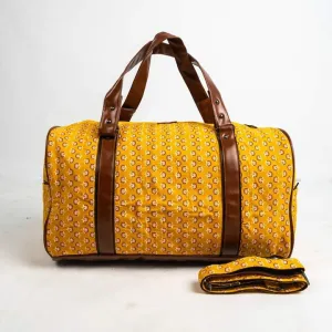 Yellow Floral Square Duffle Bag