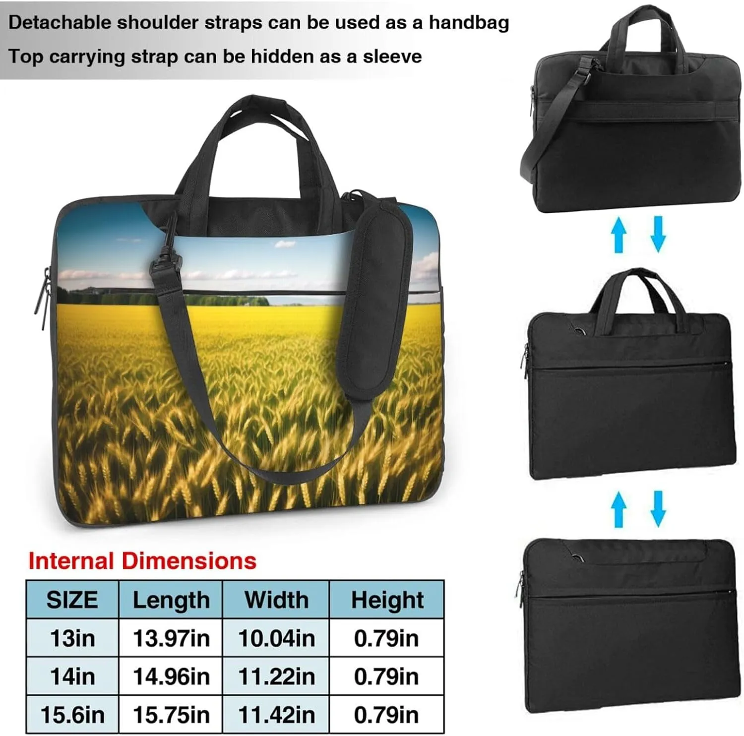 Yellow Flowers Printed Patterns Laptop Shoulder Bag Notebook Computer Case Briefcase With Shoulder Straps And Handle