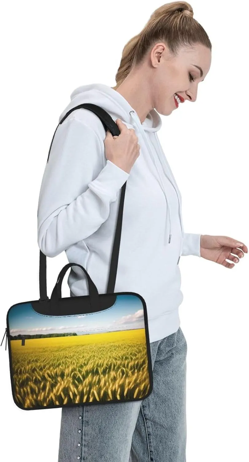 Yellow Flowers Printed Patterns Laptop Shoulder Bag Notebook Computer Case Briefcase With Shoulder Straps And Handle