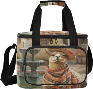 Yellow Llama Sombrero Insulated Cooler Bag for Women Men Leakproof 24 Can Camping Lunch Coolers for Travel Outdoors Trip
