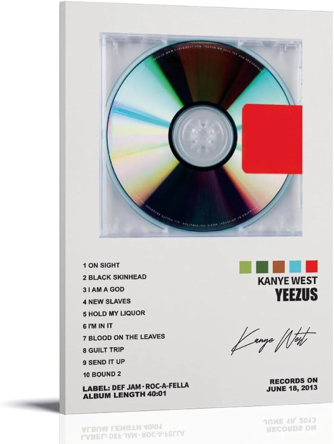 YELLOWV Kanye Poster West Yeezus Album Cover Posters for Room Aesthetic Canvas Wall Art Bedroom Decor 16x24inch(40x60cm)