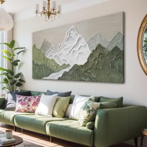 YISXINOAG Mountain Abstract Wall Art For Living Room Modern Canvas Art Wall Decor Green Wall Art Bedroom Office Decor Abstract Mountain Forest Landscapes Painting Ready To Hang Wall Pictures 24×48 In
