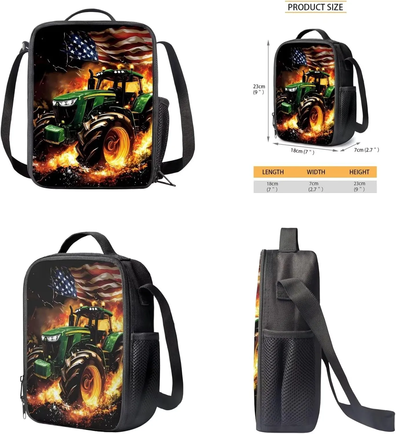 Ystardream 4th of July Backpacks for BoysTractor Bookbag and Lunch Box Set Lightweight Elementary School Bag with Comfortable Padded Straps for Student Pencil Case Easy to Carry