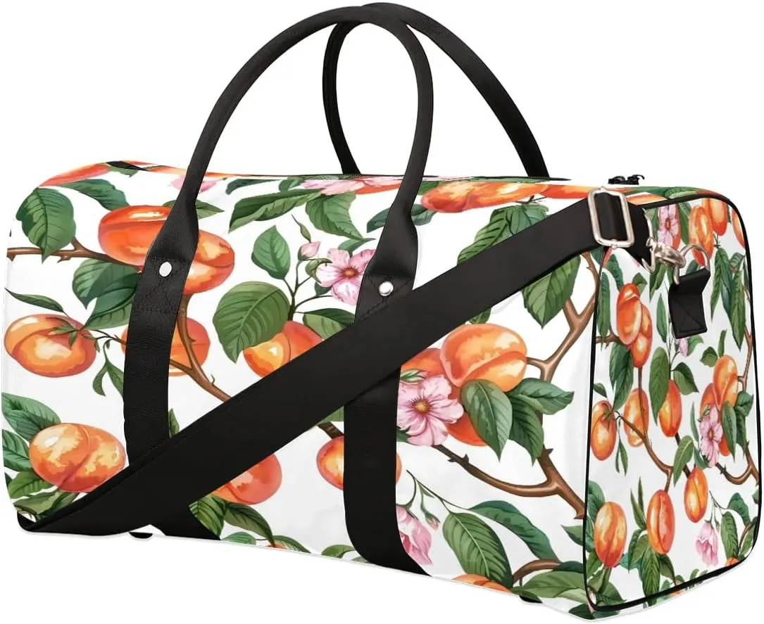 Yzrwebo Branch Peach Travel Duffle Bag for Men Women Peaches Overnight Weekender Bag Foldable Travel Duffel Bag Large Sports Gym Bag Waterproof Luggage Tote Bag Tear Resistant