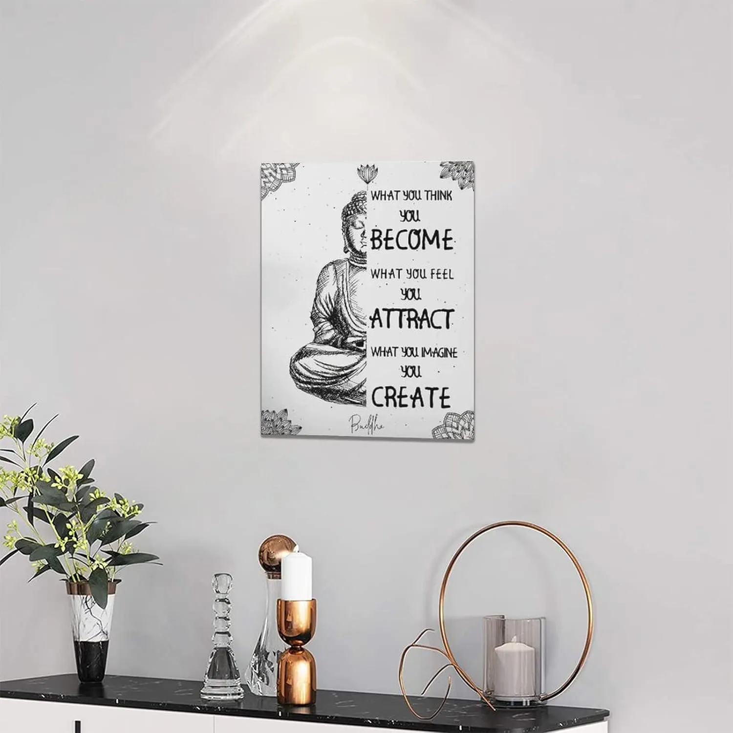 Zen Bathroom Wall Art Buddha Meditation Pictures Wall Decor Zen Inspirational Spiritual Quotes Canvas Print Painting Framed Home Decorations Artwork For Office Bathroom Bedroom Yoga Room 12''x16''