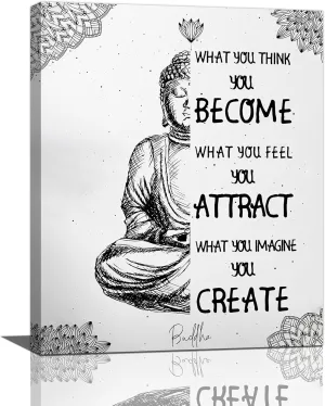 Zen Bathroom Wall Art Buddha Meditation Pictures Wall Decor Zen Inspirational Spiritual Quotes Canvas Print Painting Framed Home Decorations Artwork For Office Bathroom Bedroom Yoga Room 12''x16''