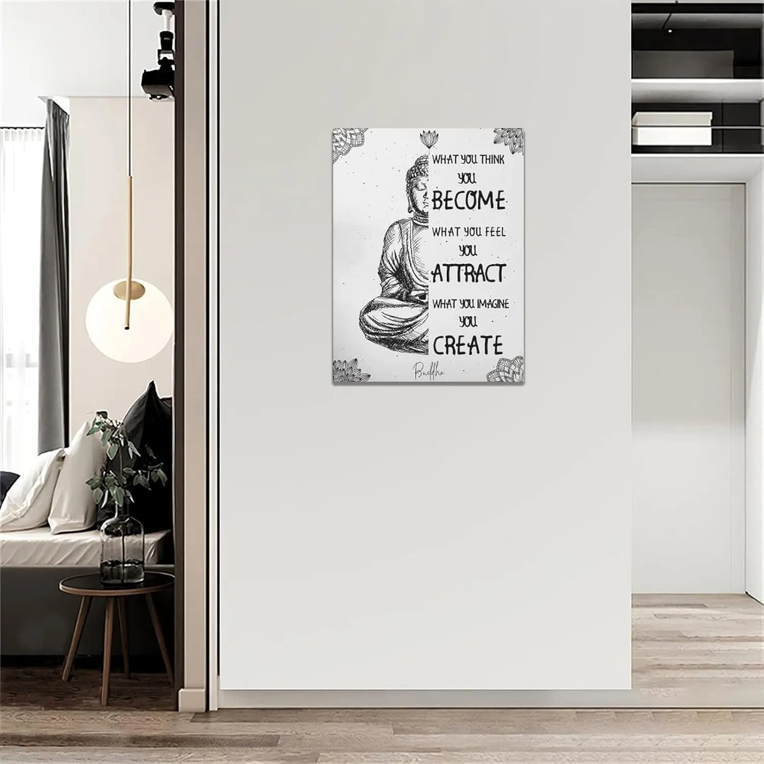 Zen Bathroom Wall Art Buddha Meditation Pictures Wall Decor Zen Inspirational Spiritual Quotes Canvas Print Painting Framed Home Decorations Artwork For Office Bathroom Bedroom Yoga Room 12''x16''