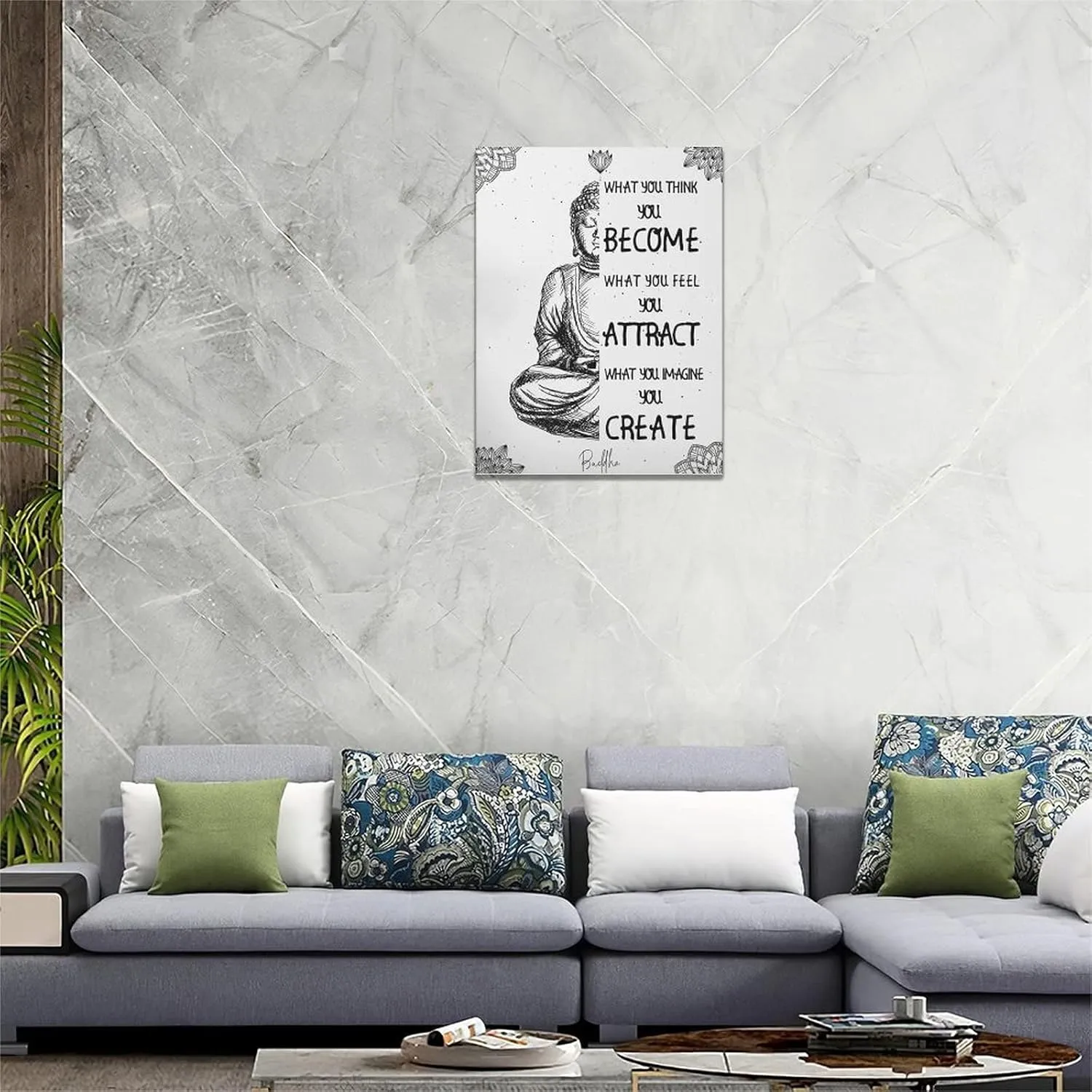 Zen Bathroom Wall Art Buddha Meditation Pictures Wall Decor Zen Inspirational Spiritual Quotes Canvas Print Painting Framed Home Decorations Artwork For Office Bathroom Bedroom Yoga Room 12''x16''